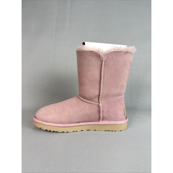 Women's UGG Boots Size 7 Bailey Zip Short Pink Shell Suede Wool Sold Out Color - Picture 5 of 16